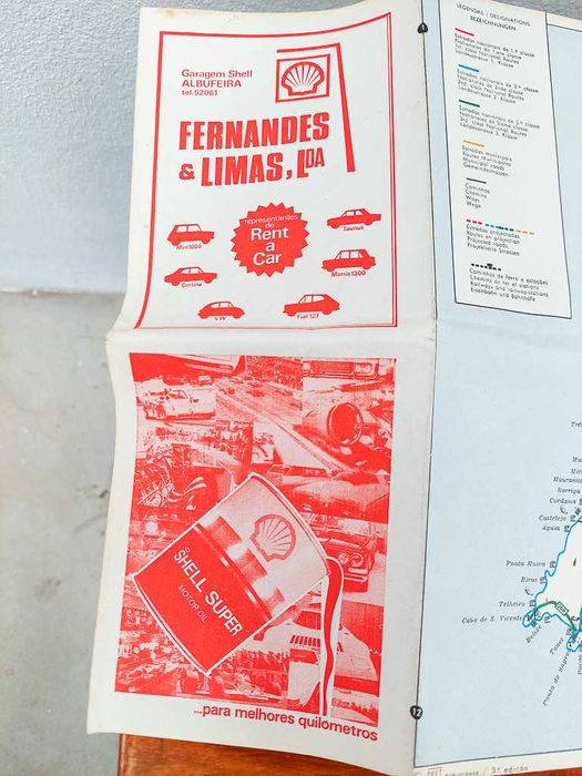 Mapa das Estradas do Algarve - Portugal - 1973