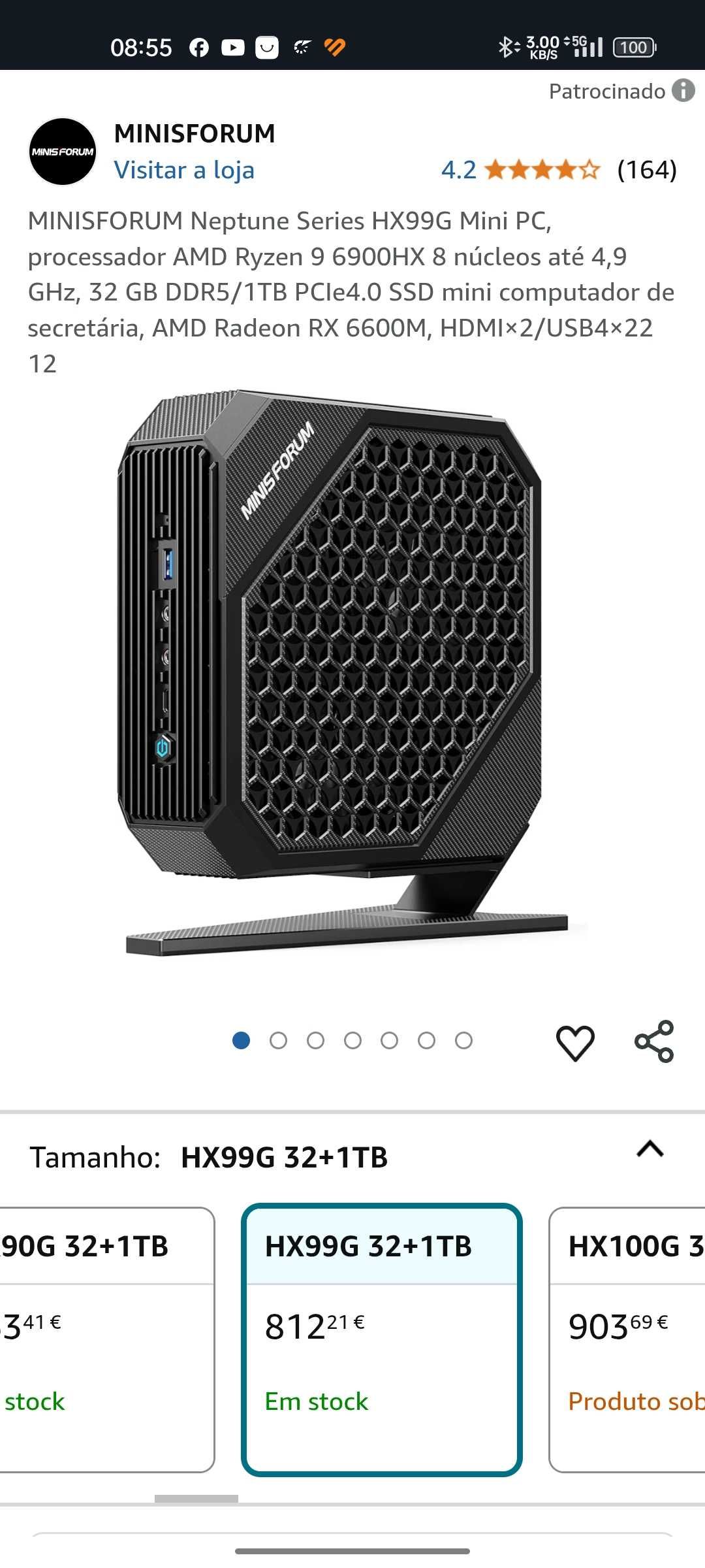 Mini PC Gaming Minisforum HX99G Ryzen 9 6900HX Radeon RX 6600M