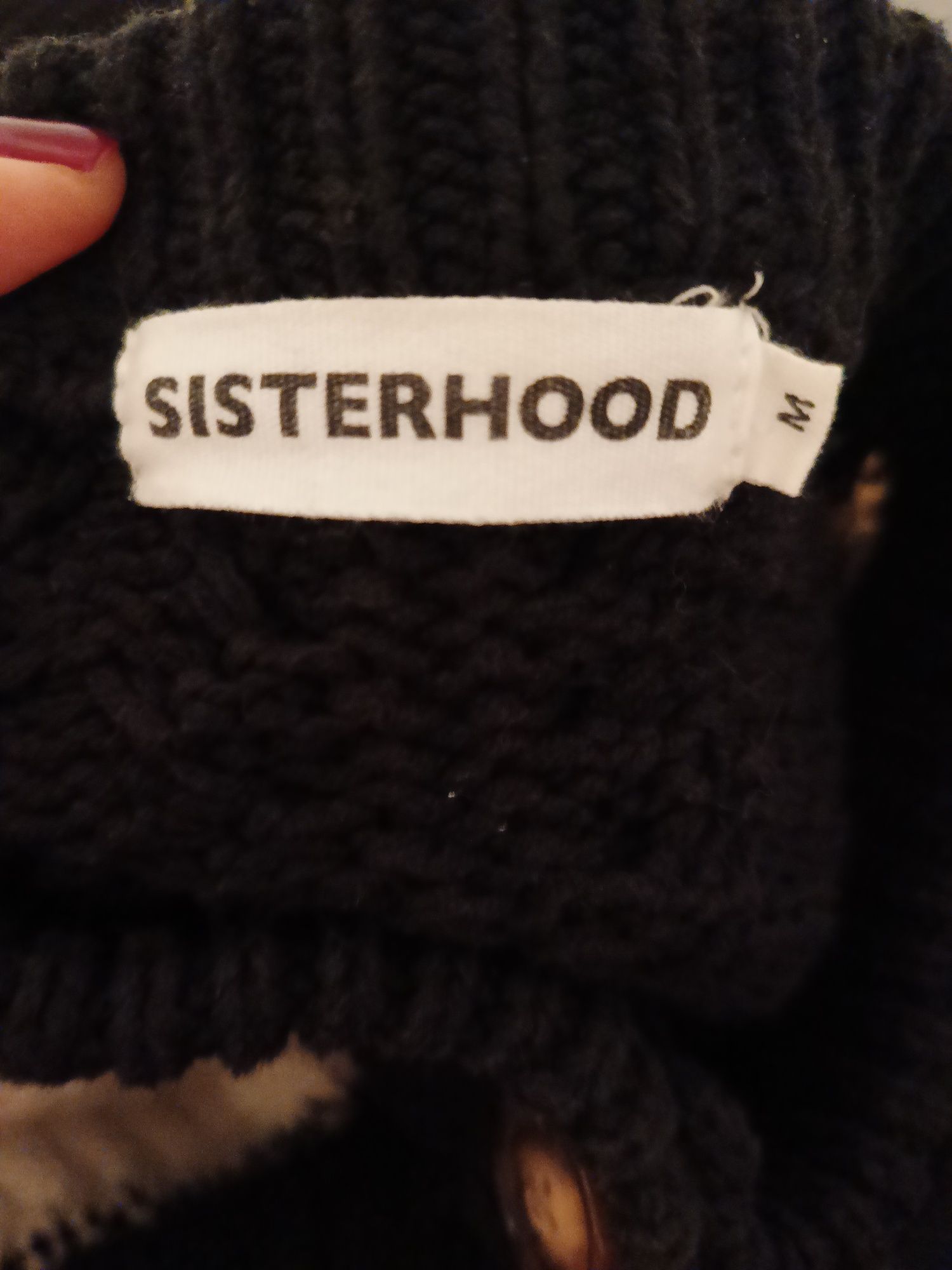 Sisterhood slogan cardigan noir rozmiar M