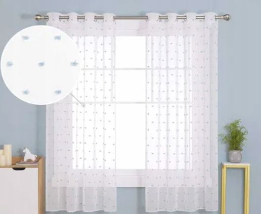 Zasłony Siatkowe Z Oczkami, Żakardowe, Chmury, Firanki Z Woalu 140X140