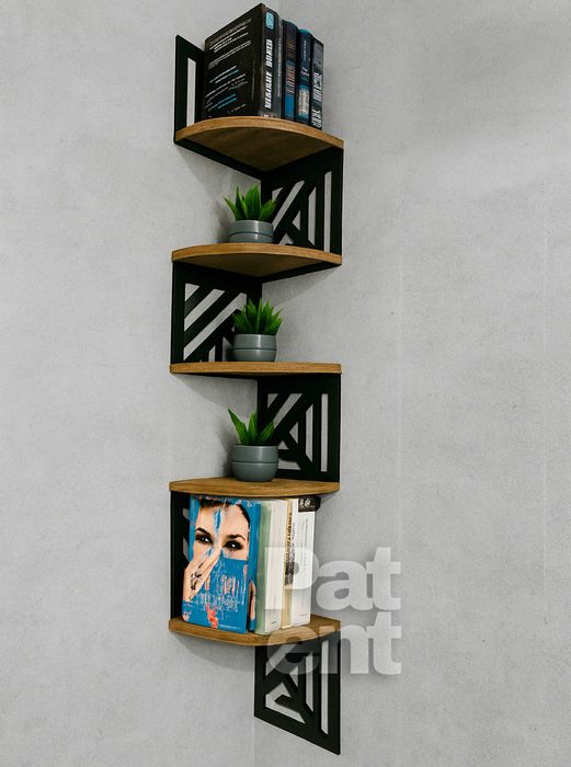 Loftowa narożna dekoracja ścienna kwietnik 5 poziomów wzór