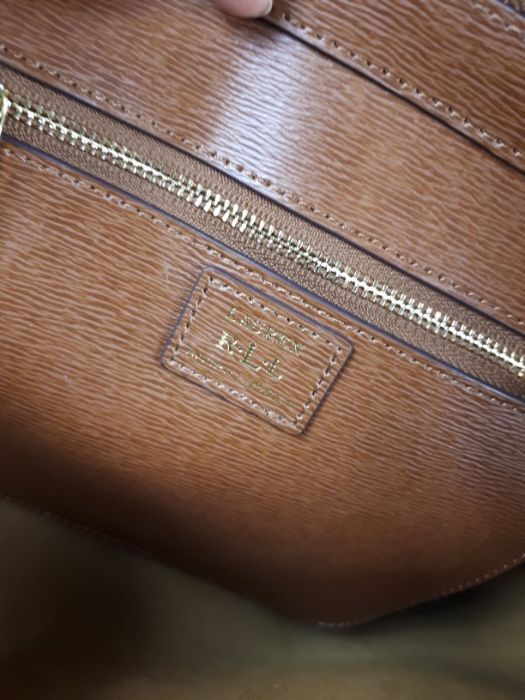 Ekskluzywna torebka RALPH LAUREN brązowa koniakowa kuferek elegancka