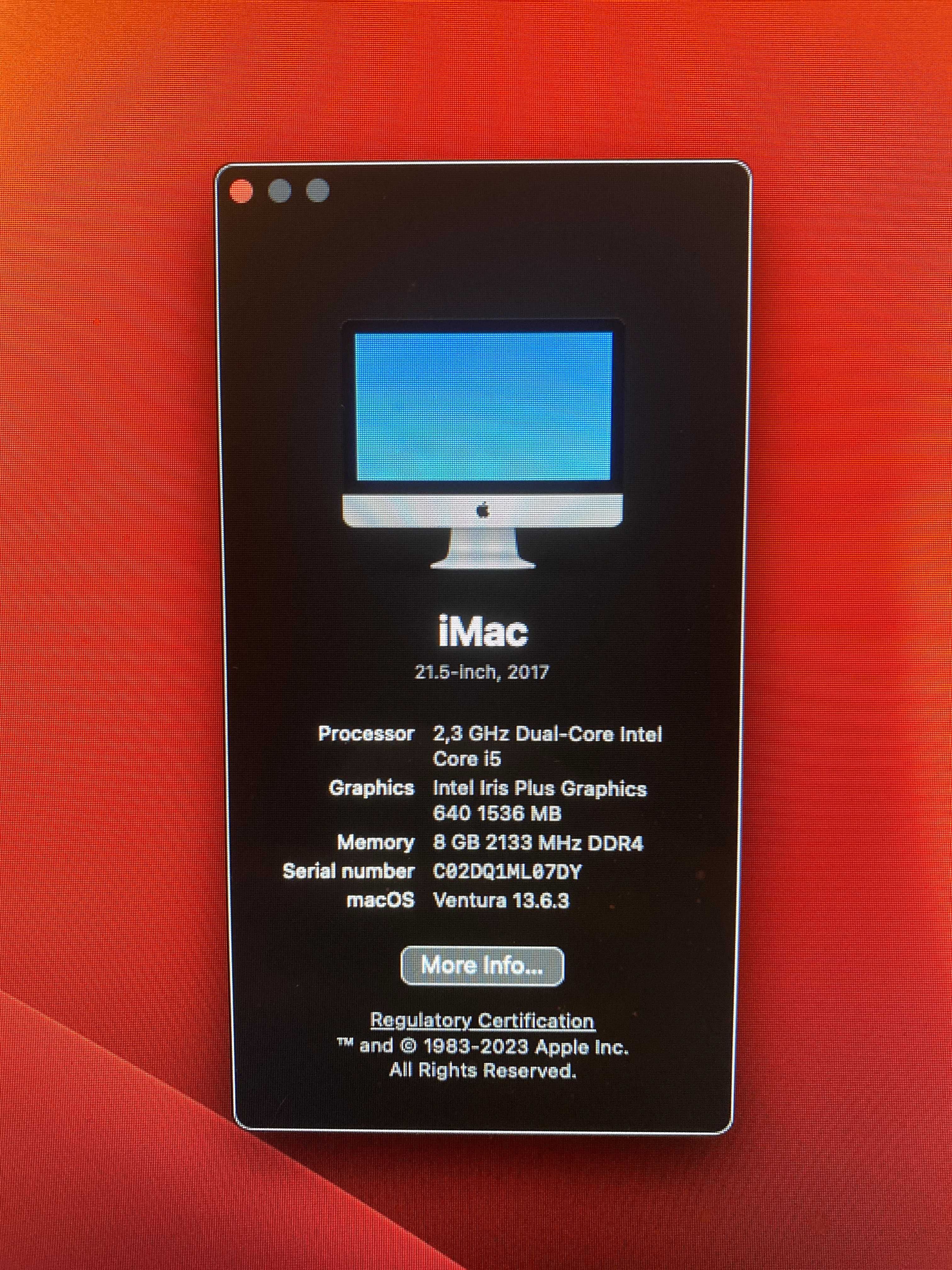 iMac 21.5 inch 1TB | 2,3 GHz Dual-Core Intel Core i5