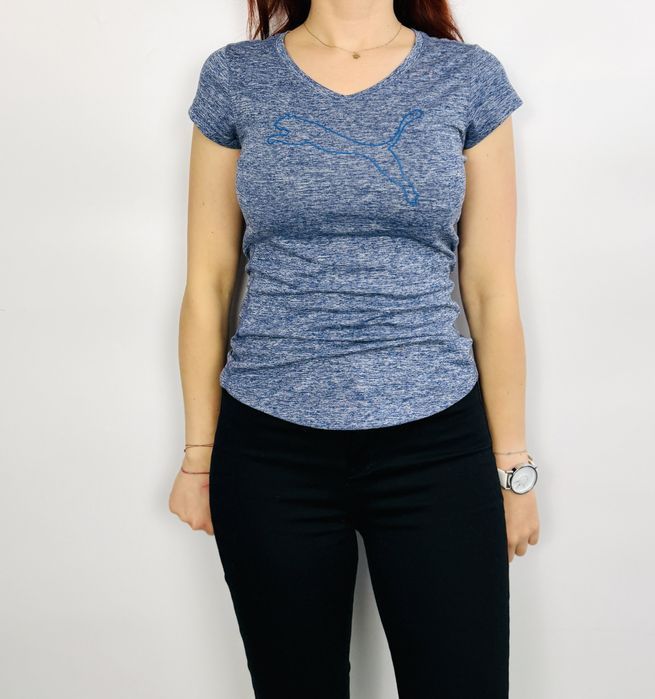 Dopasowany niebieski T-shirt sportowy S 36