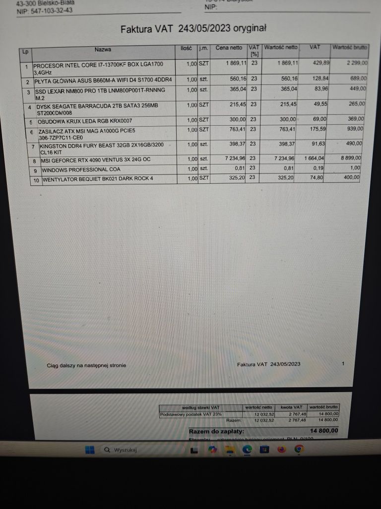Komputer gamingowy z topową kartą graficzną RTX 4090