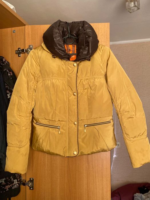 Куртка пух/перо, пуховая куртка, пуховик горчичного золотого цвета