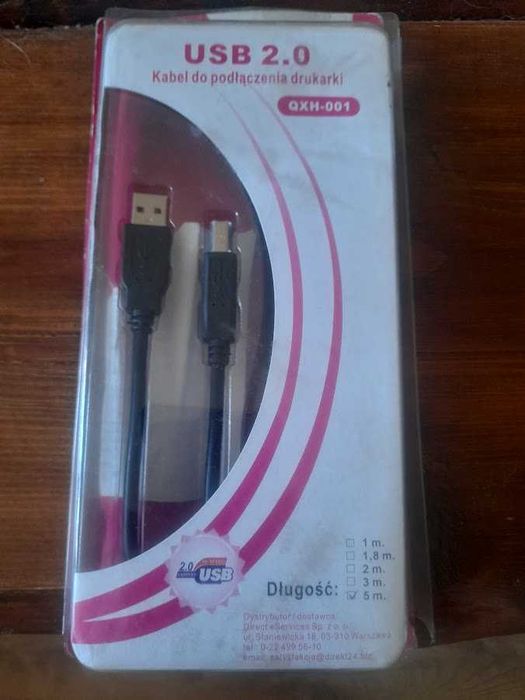 USB 2.0 Kabel do drukarki 5metrów nowe!