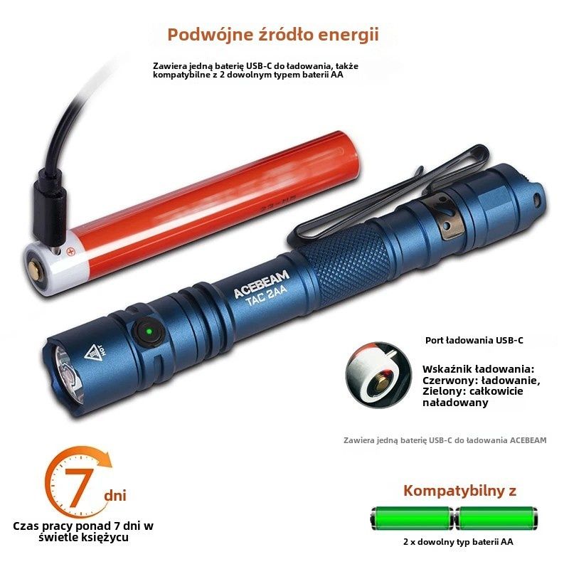 Latarka Acebeam Tac 2 AA + ogniwo