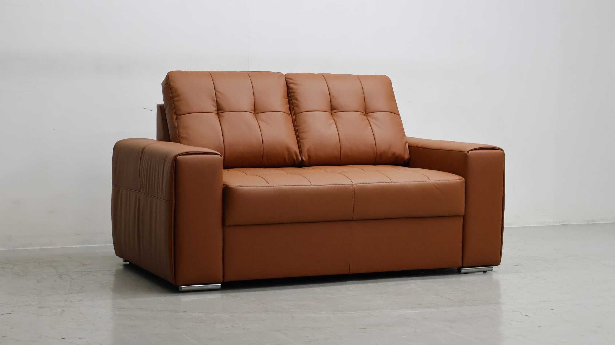 2 os sofa, kanapa, karmelowa SKÓRA naturalna 3999 skóra Madras brąz
