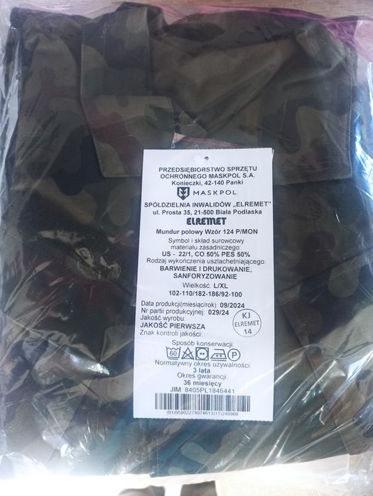 Nowy Mundur polowy wzór 124 P/MON rozmiar L/XL