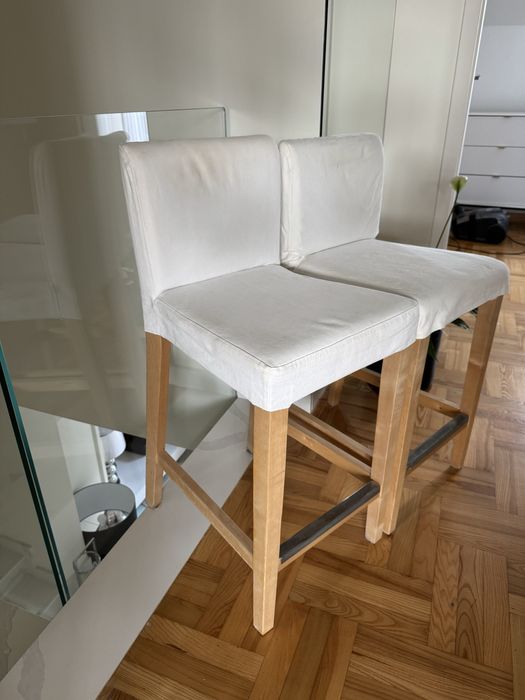 2szt Henriksdal krzeslo wysokie hoker taboret ikea biale hokery