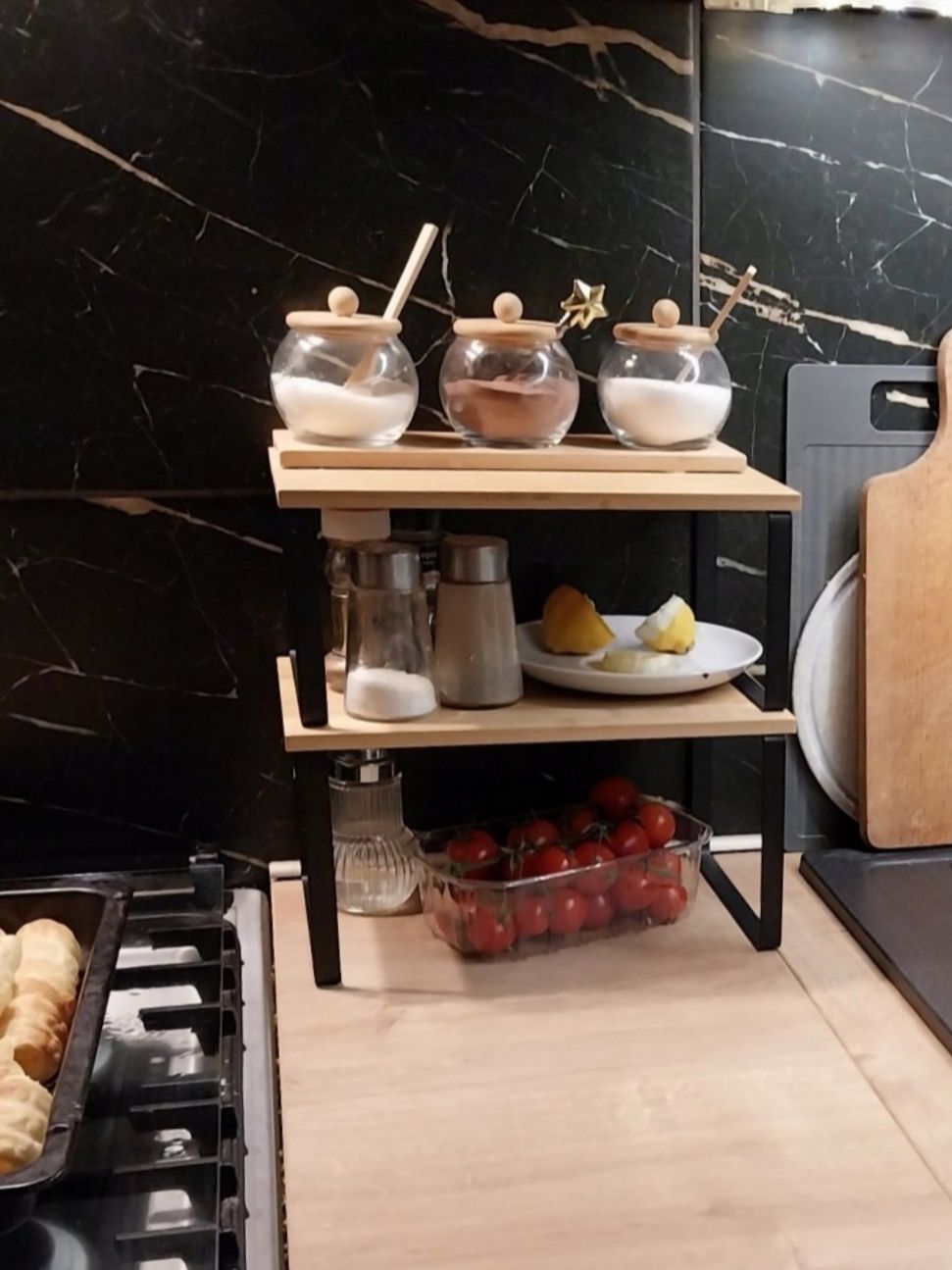 Nowe Półki Kuchenne Zestaw Organizer Na Przyprawy Stojak Czarny Sonom
