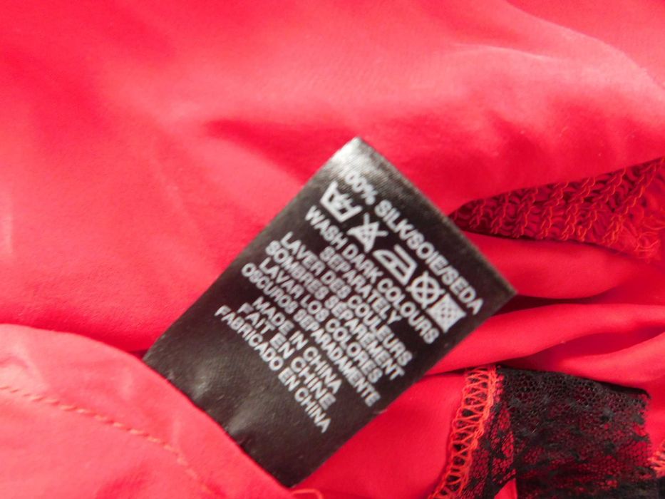 La Senza koszulka halka czerwona jedwab koronka 38 40