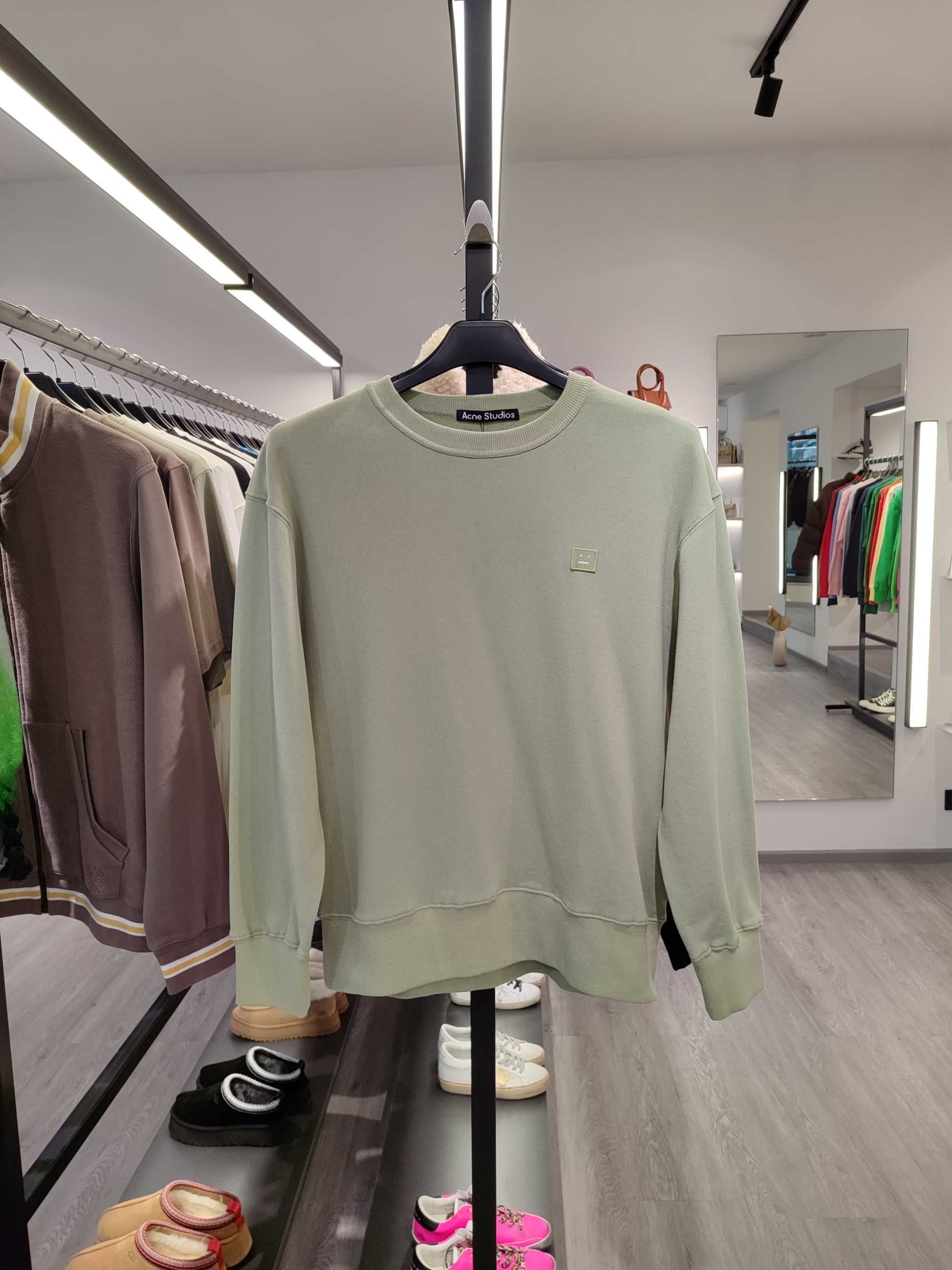 Світшот Acne Studios Face Patch Crewneck Sweatshirt Sage