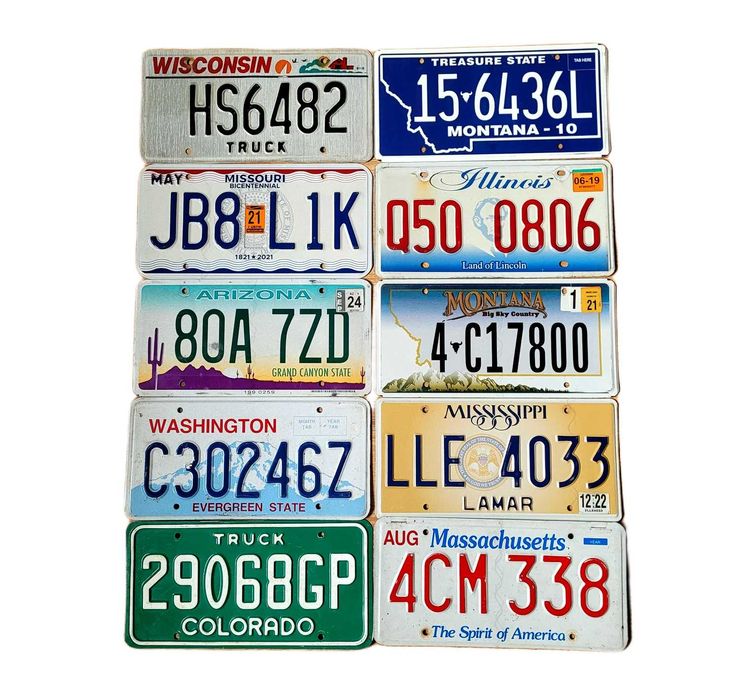 10 oryginalnych tablic rejestracyjnych z USA