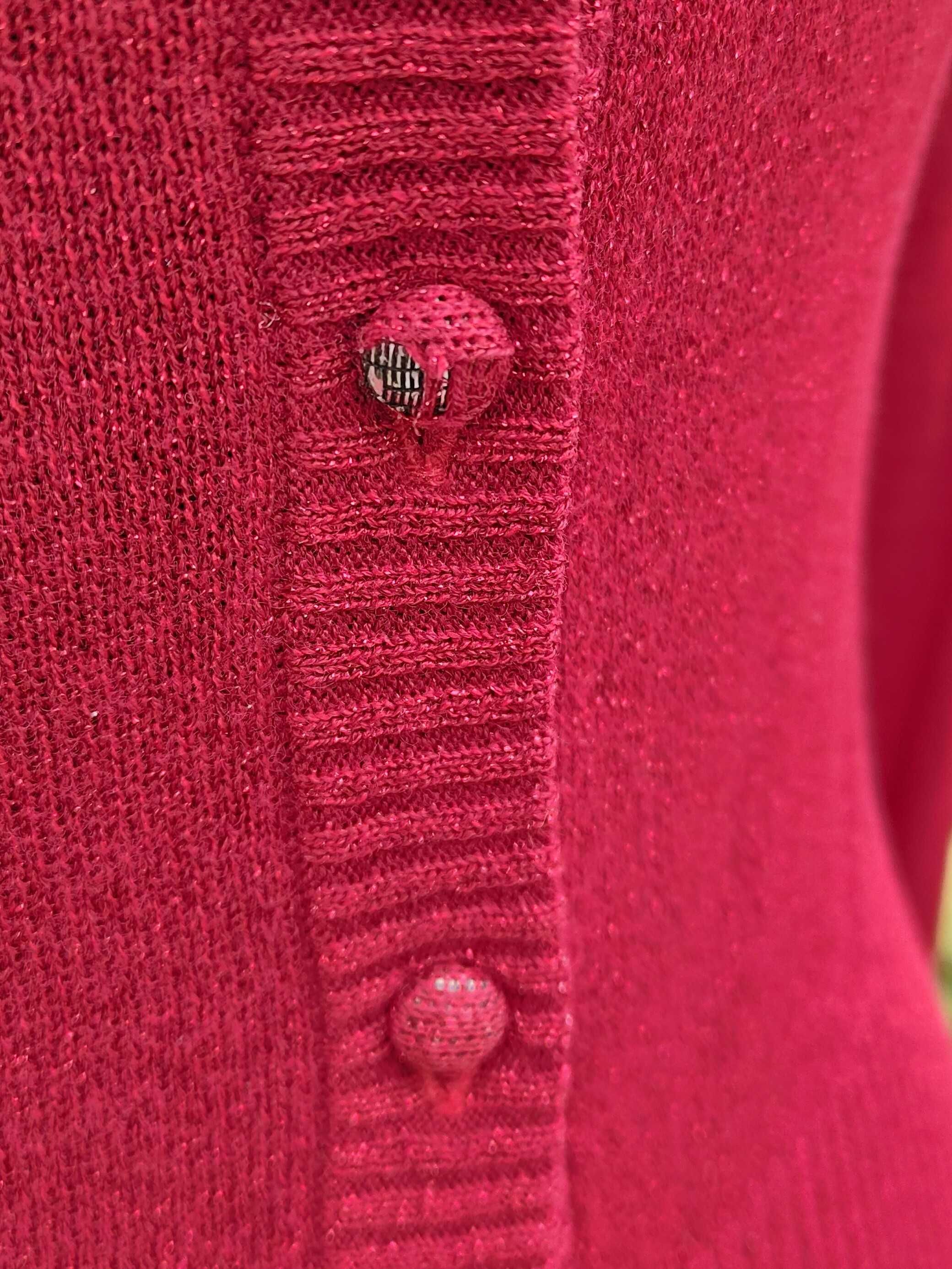 Sweter kardigan Reserved S 36 czerwony metaliczny