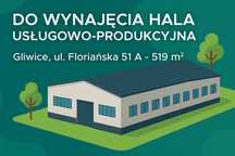 Wynajmę - hala usługowo-produkcyjna – Gliwice, ul. Floriańska – 519 m²