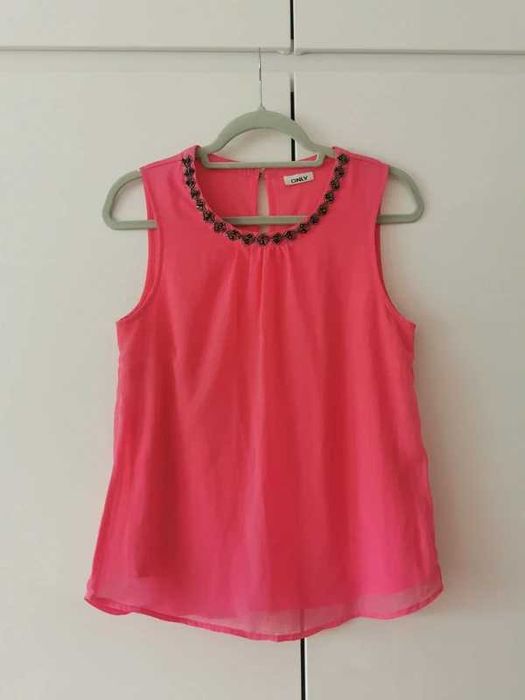 Różowa elegancka bluzka na ramiączkach top damski M 38 L 40