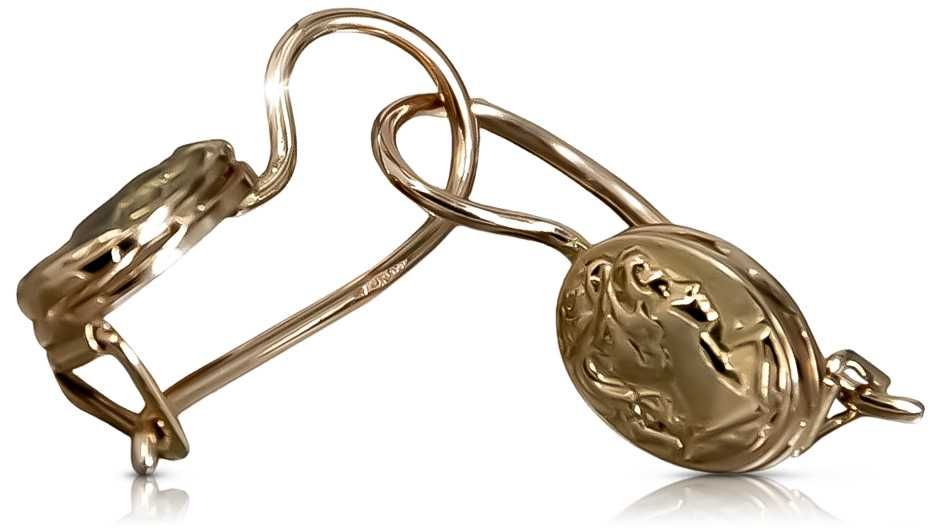 Rosyjskie różowe złoto kolczyki Kamea 14k 585 ZSRR Vintage ven013