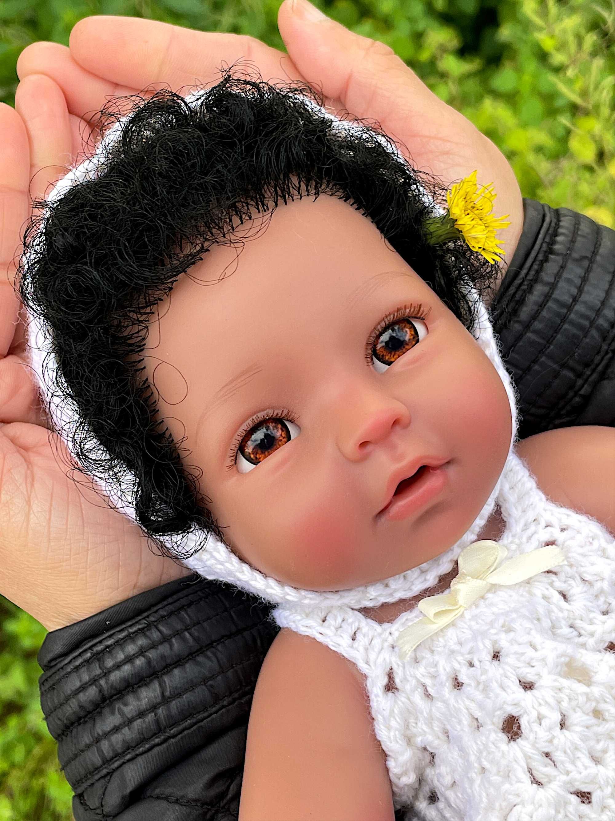 Bebé Reborn Menina Corpo Inteiro Silicone Sólido, 34cm, Pele Escura