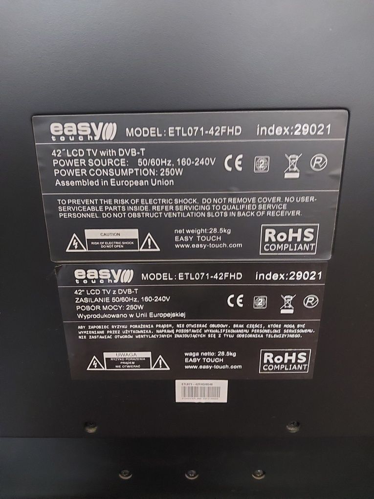 Telewizor uszkodzony  Easy Touch 42 cale z pilotem