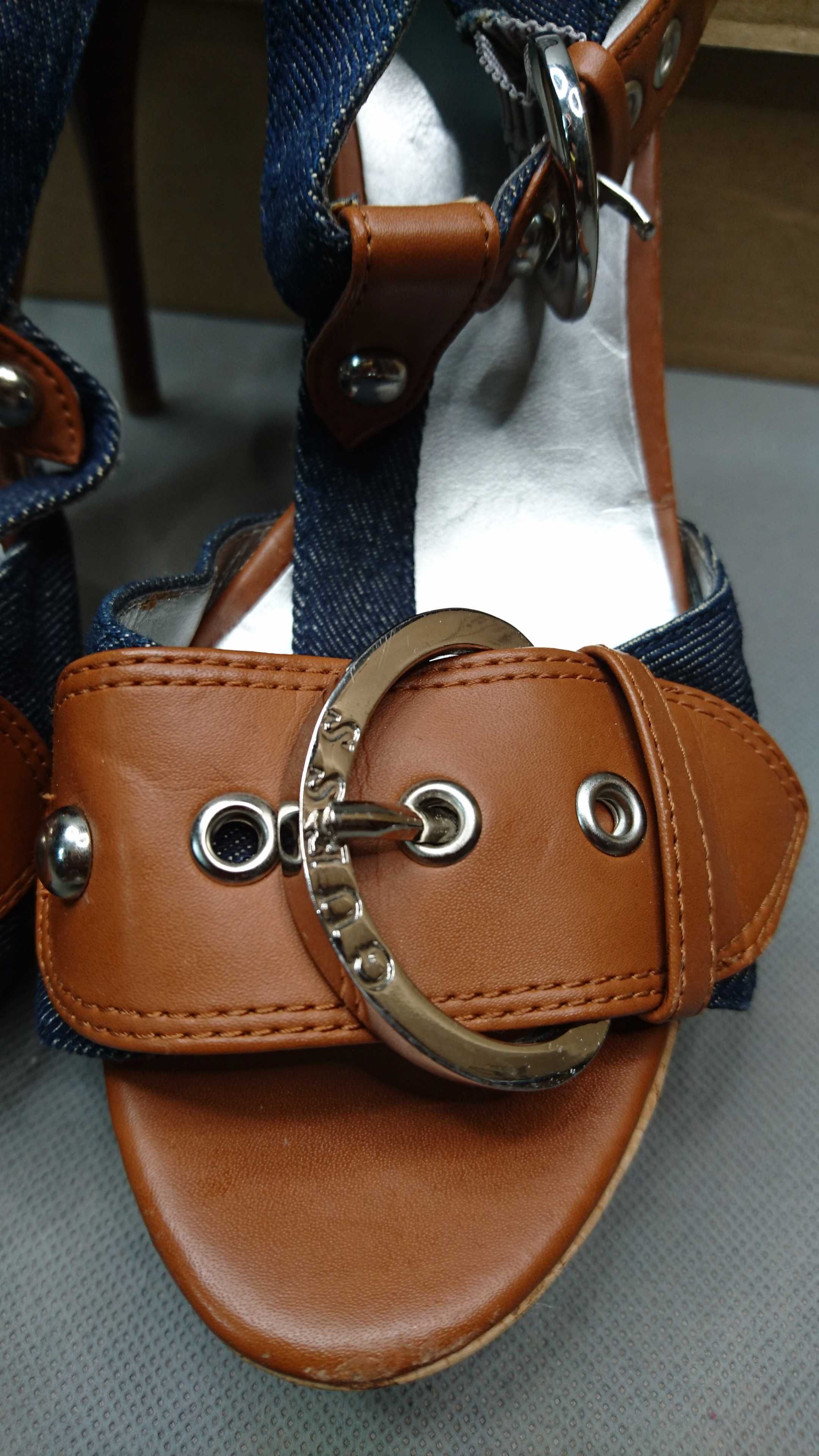 Buty Guess Szpilki Wysokie Sandały Jeans R.40
