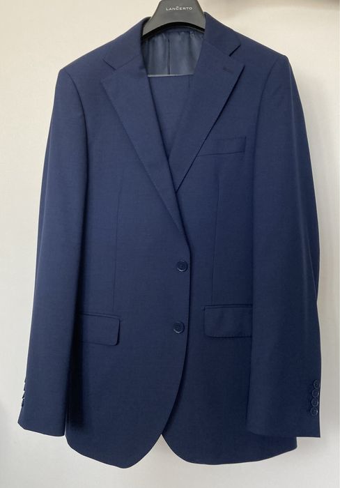 Granatowy garnitur na wzrost 188 cm i pas 92 cm