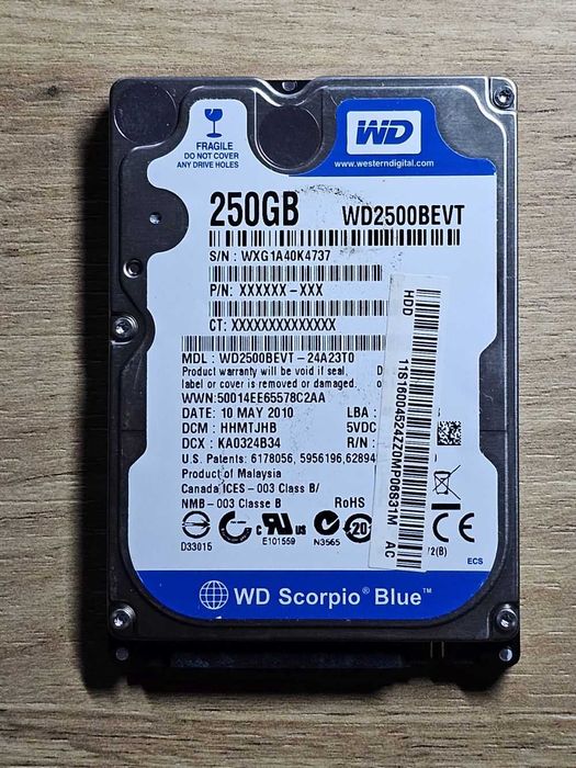 Жорсткий диск 2.5" WD Seagate Hitachi 320Gb, 250Gb, 160Gb