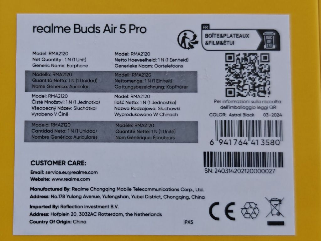 Realme Buds Air 5 Pro Global Version / Hi-Res / BT 5.3 / LDAC +подарок