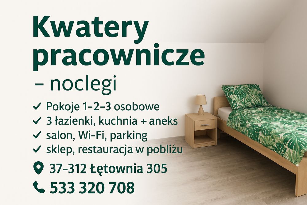 Noclegi kwatery pradownicze blisko S19 zjazd Nowa Sarzyna