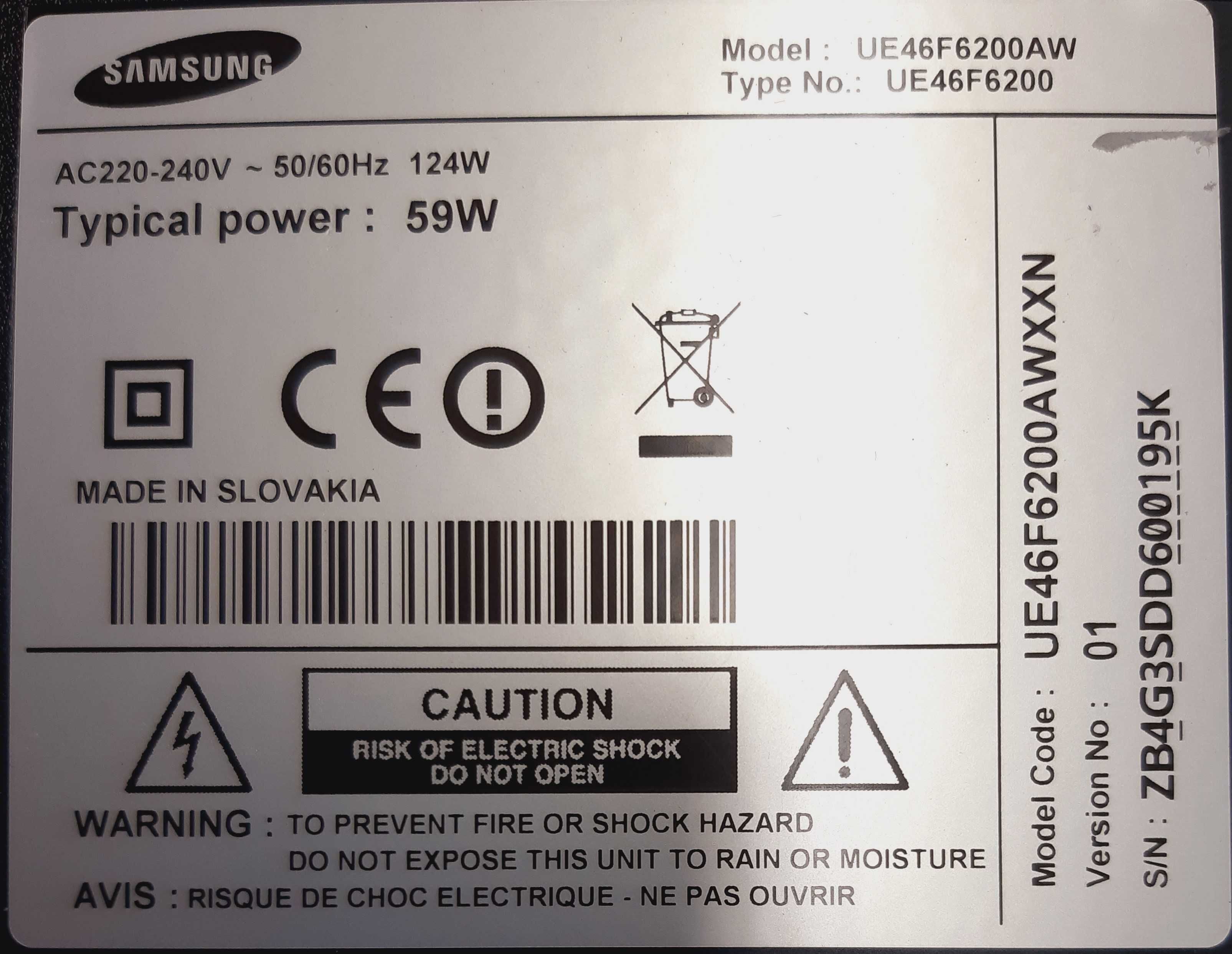 UE46F6200AWXXN – LCD Samsung – Peças