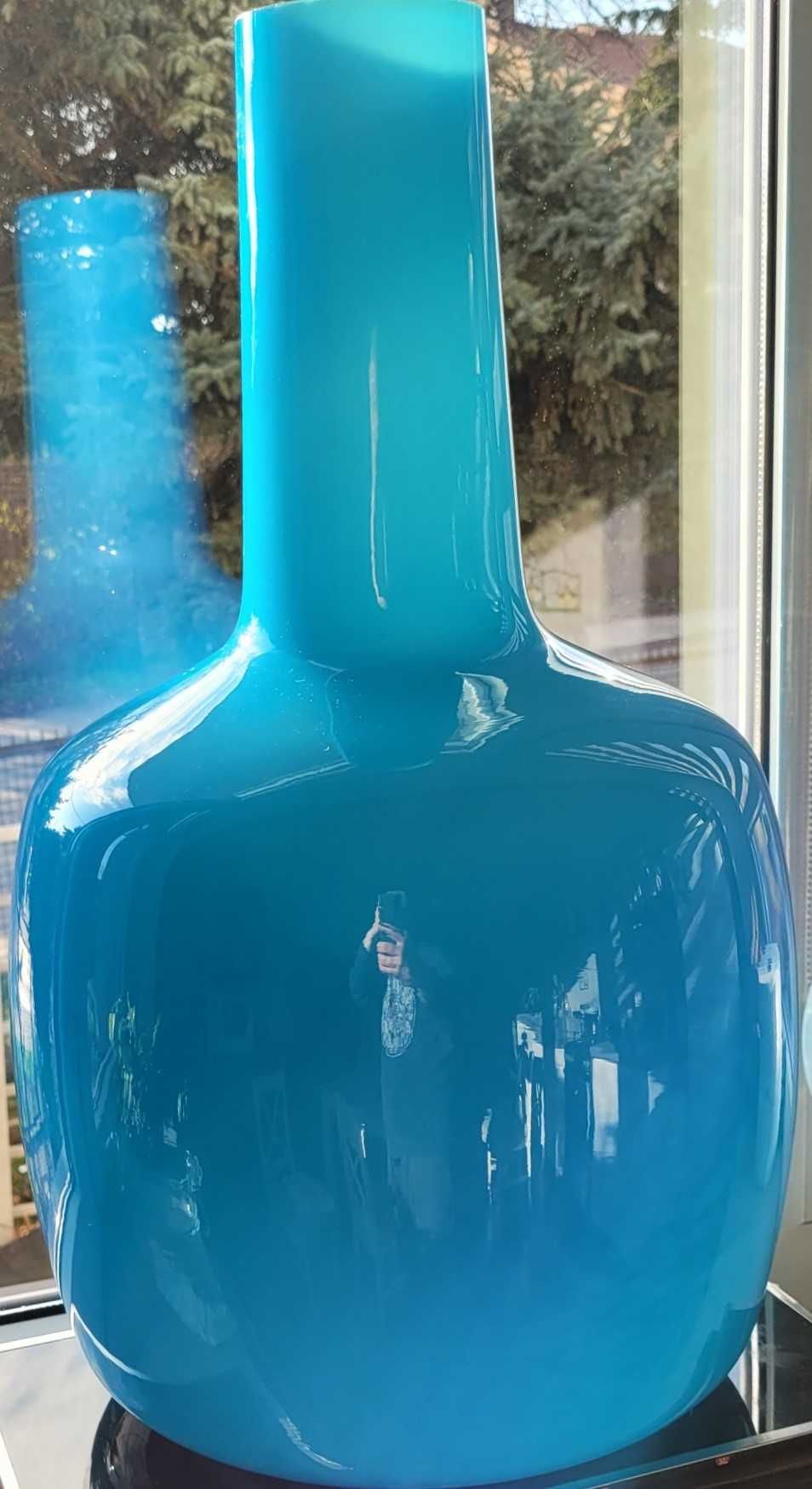 Wielki wazon butla dwuwarstwowe szkło Incamiciato błękit turkusowy