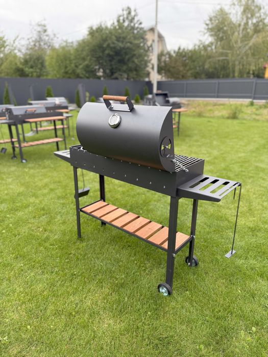 покращений варіант мангалу! гриль-барбекю, метал 5мм, з термометром!