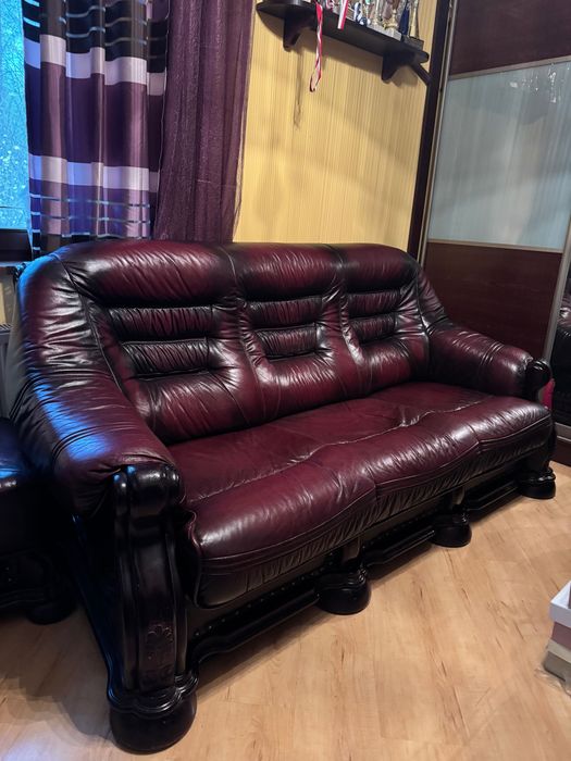 Kanapa,fotel i pufa firmy Kler.  Kanapa rozkładana