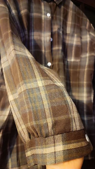 картата сорочка, рубашка в клітинку оверсайз коричнева