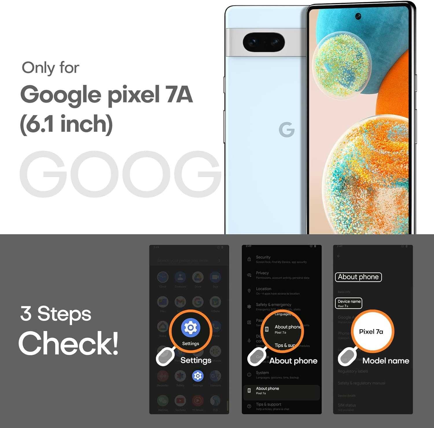 Tocol etui Google Pixel 7A pancerne półmatowe szare + 2x szkło na LCD