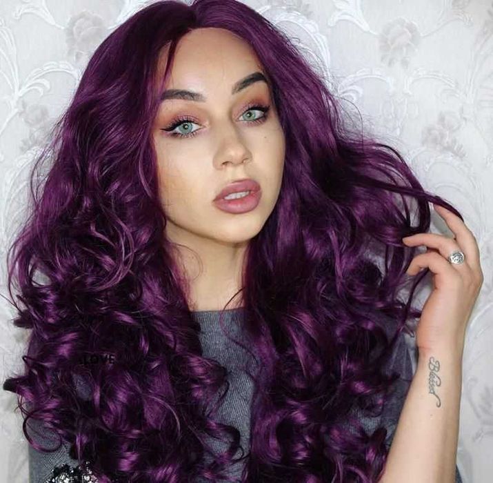 Doczepiane włosy clip in Ciemny fiolet 65 cm 8 tresek