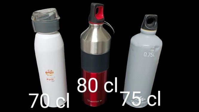 Garrafas água alumínio: 70 cl ; 80 cl; 85 cl