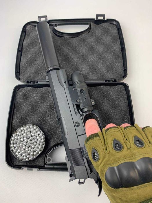 Mеталевий дитячий пістолет Colt Кольт глушник і лазер залізний Іграшка