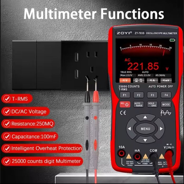 Повний комплект Zoyi ZT-703S двоканальний осцилограф, генератор 3-в-1