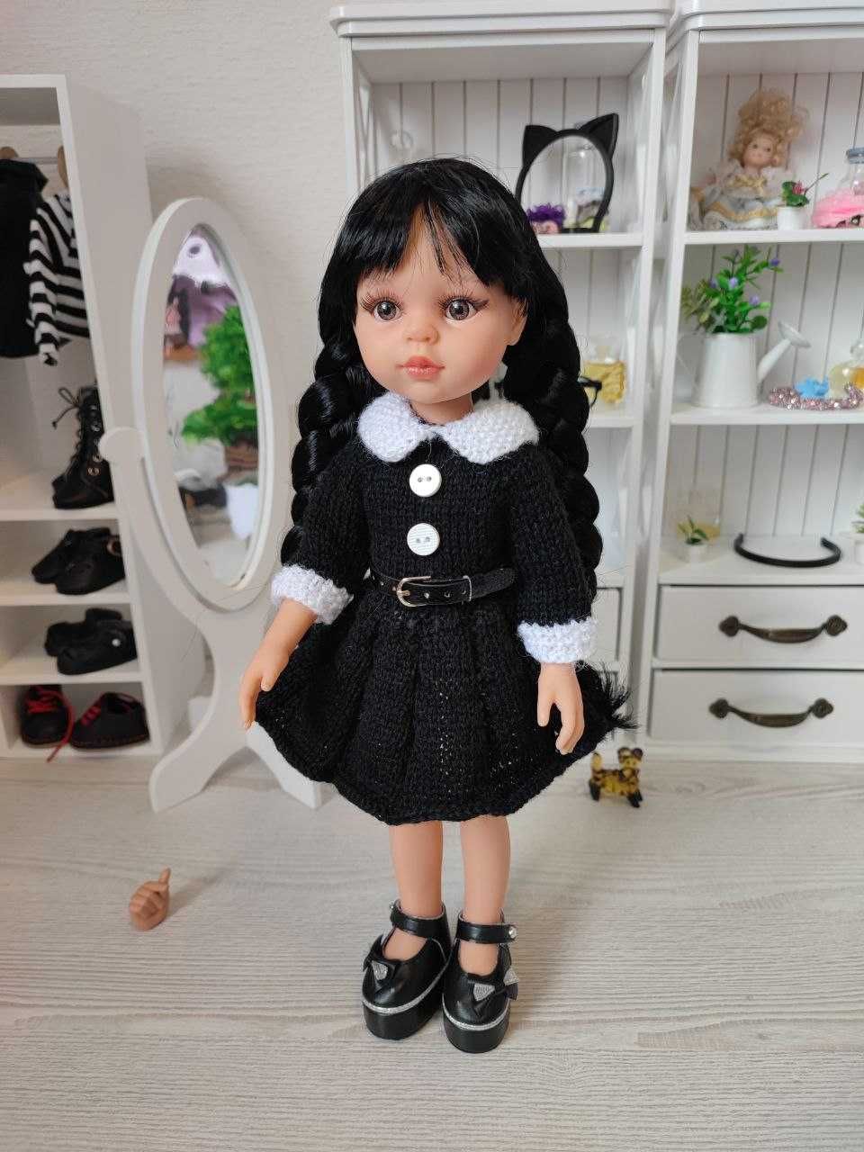 Кукла, лялька Венсдей Аддамс с косичками Паола Рейна, 32 см