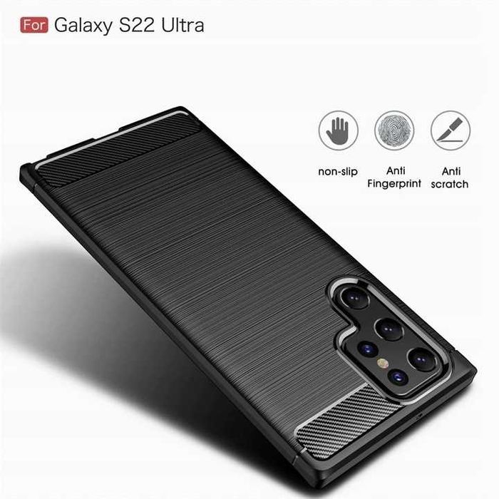 Etui Nakładka Carbon do Samsung Galaxy S22 Ultra + Szkło Hartowane