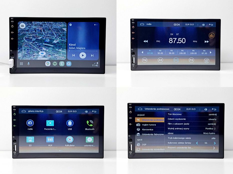 Radio 1 DIN 7 cali MP5 Android Auto Carplay Bluetooth kamera cofania