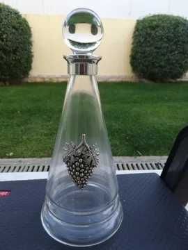 Garrafa de vinho em cristal com aplicação em estanho - Novo