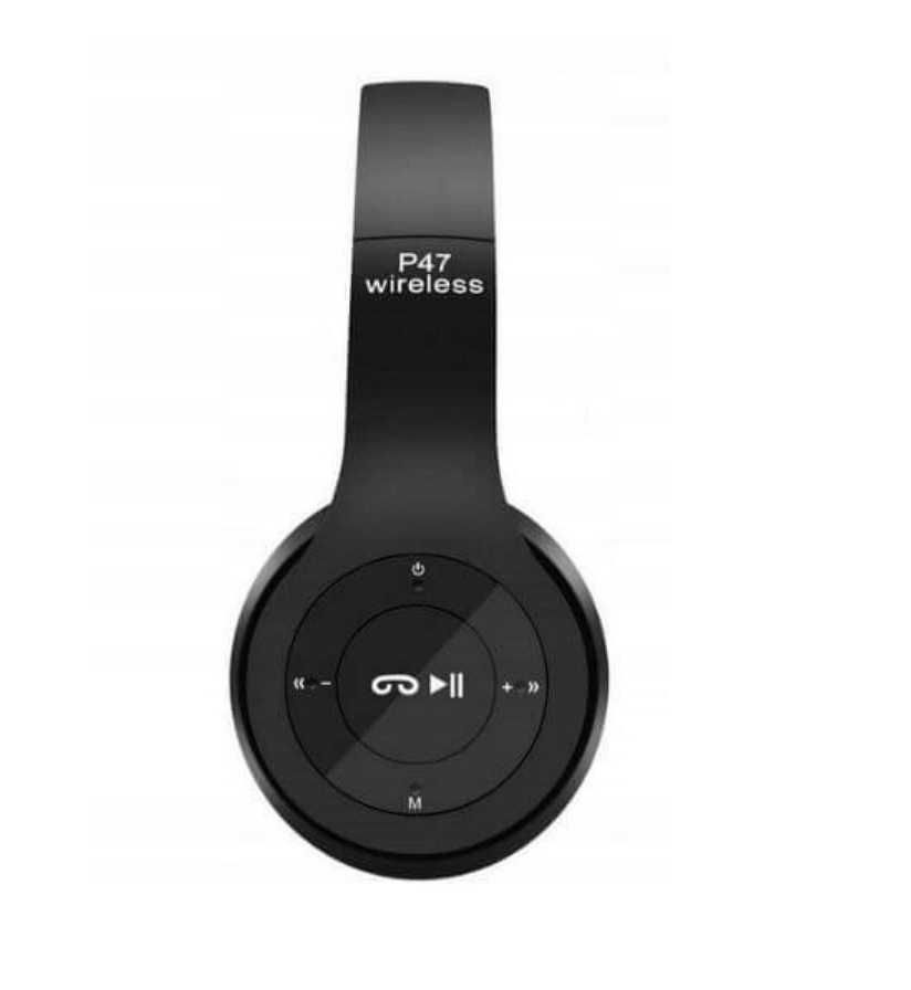 SŁUCHAWKI BEZPRZEWODOWE nauszne bluetooth P47 MP3 czarne