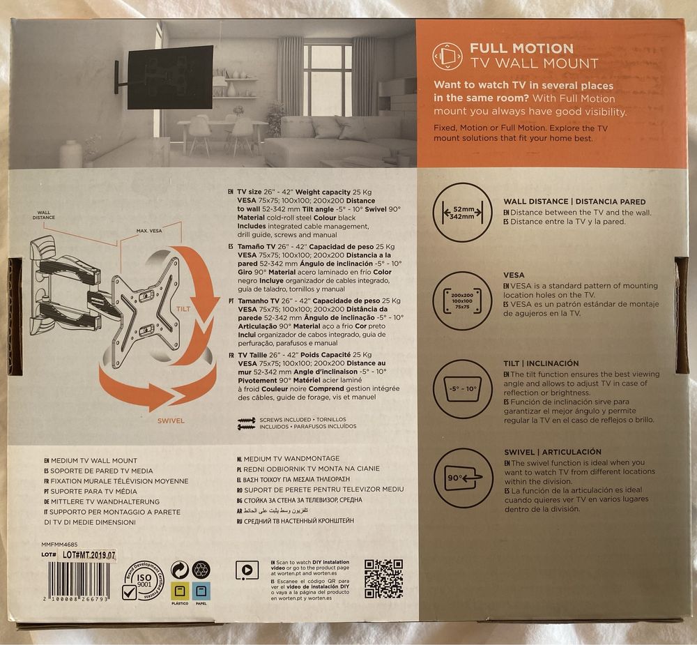 Suporte TV 26” a 42” - até 25kg (Mitsai)
