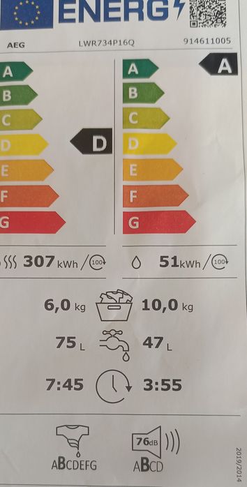 Pralko-suszarka Aeg LWR734P16Q seria 7000 wsad 10kg