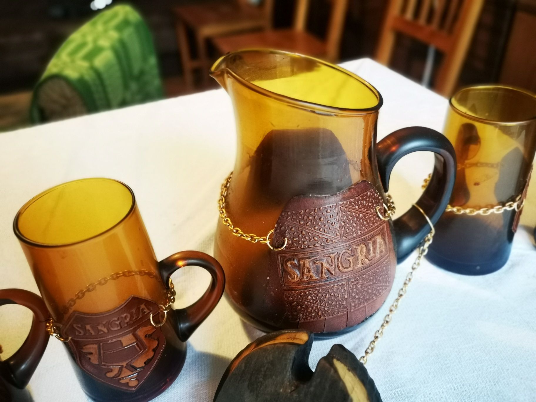Dzbanek szklanki Sangria Wino Poncz Kompot lata 70 vintage prl