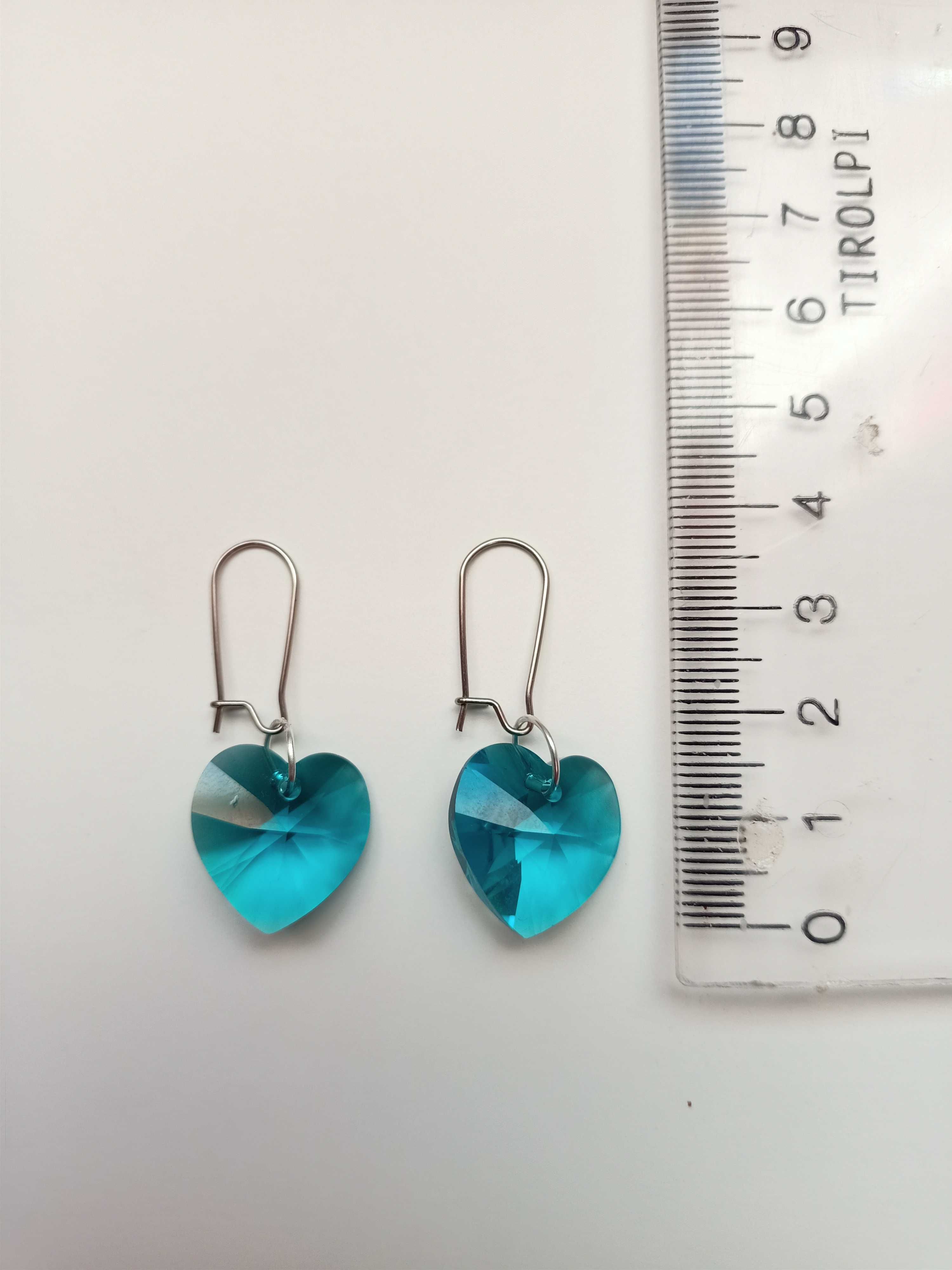 Handmade Kolczyki - Swarovski Serduszka Niebieskie