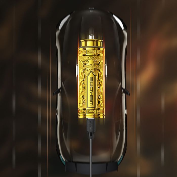 ładowarka samochodowa usb-c & usb-a fast charging pd 20w (złoty)